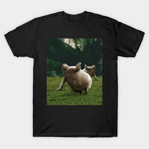 Cute Funny Fat Sloth, Forest T-Shirt by Random Galaxy